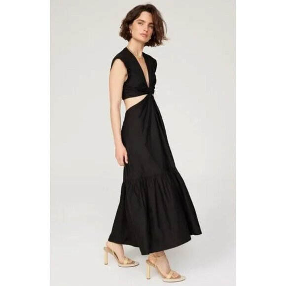 A.L.C. Alexandria Dress Black Cut Out Fit and Flare Cotton Midi Maxi 8 - Picture 5 of 16